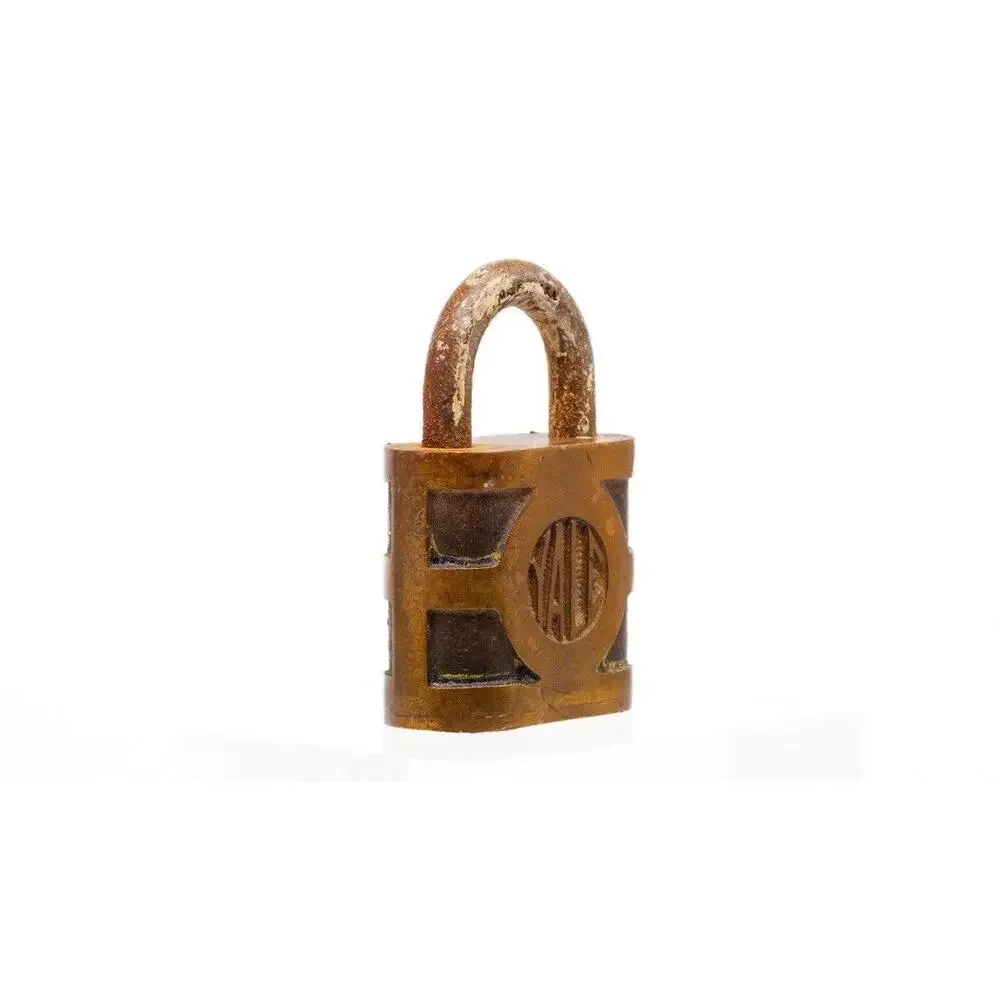Vintage Yale Brass Padlock with Key – Antique Industrial Lock – Patina Decor